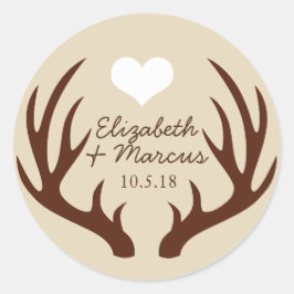 Adesivo Redondo Nomes de Casais de veados marrons russos