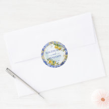 Nomes De Casamento De Limões De Azulejo Azul Elega