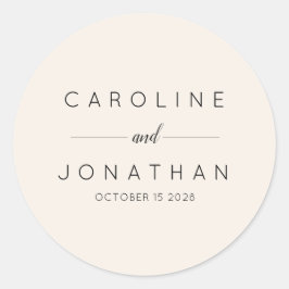 Adesivo Redondo Nomes de Casamentos Personalizados Modernos Minima