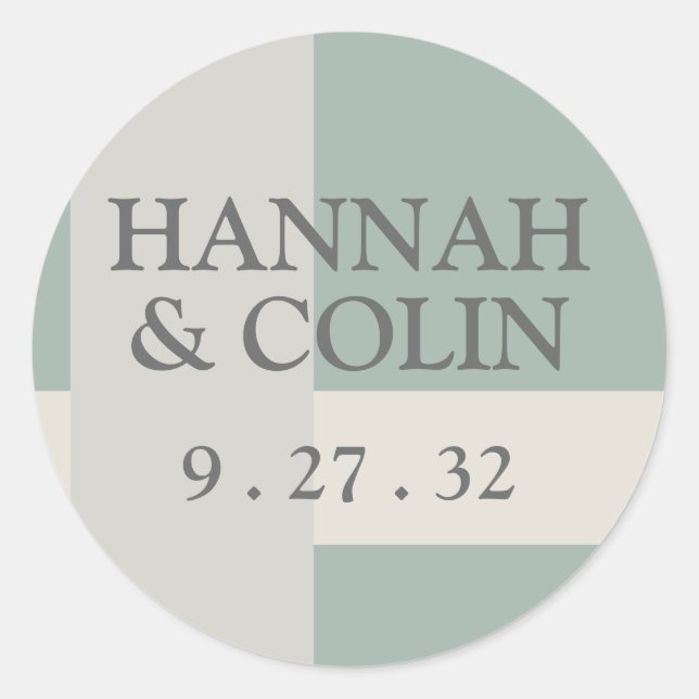 Adesivo Redondo Nomes de Cinza Verde Abstrato Geométrica Modern Bo (Frente)