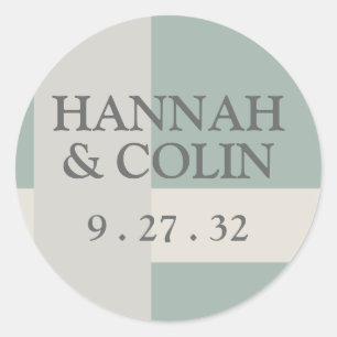 Adesivo Redondo Nomes de Cinza Verde Abstrato Geométrica Modern Bo