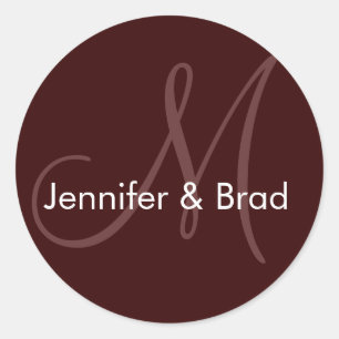Adesivo Redondo Nomes de noiva de casamento Vinheta de monograma c