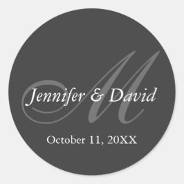 Adesivo Redondo Nomes de noivos de noivas de casamento de Cinzas s