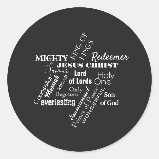 Adesivo Redondo Nomes do Vinheta de Natal de Jesus (Frente)