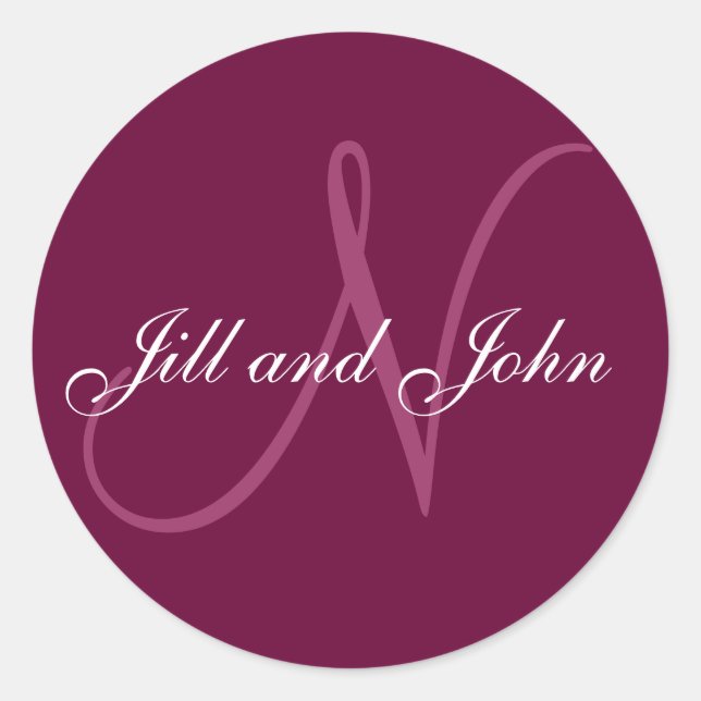 Adesivo Redondo Nomes e Monograma Inicial N Sticker (Frente)