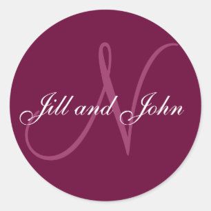 Adesivo Redondo Nomes e Monograma Inicial N Sticker