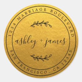 Adesivo Redondo Nomes Elegantes Endereço de Devolução de Casamento