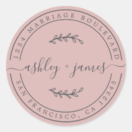 Adesivo Redondo Nomes Elegantes Endereço de Devolução de Casamento