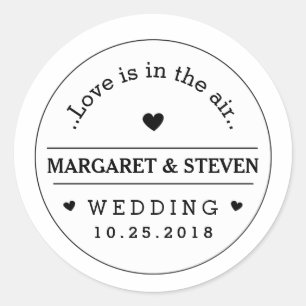 Adesivo Redondo Nomes feitos sob encomenda & data do casamento