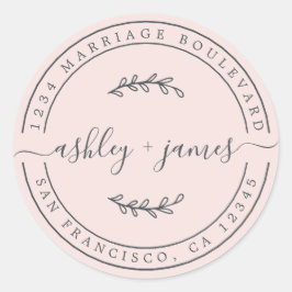 Adesivo Redondo Nomes Legais Pastel Pink Endereço de Devolução de 