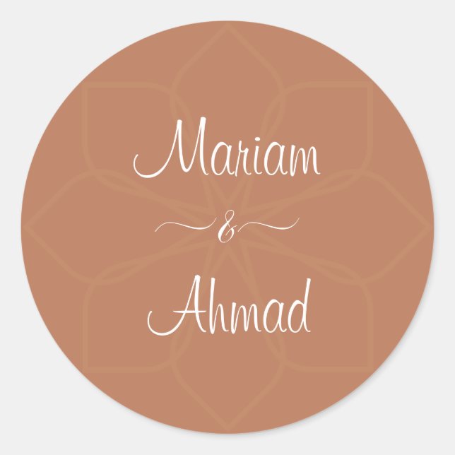 Adesivo Redondo Nomes Mínimos de Terracotta Ornamentais Chic (Frente)