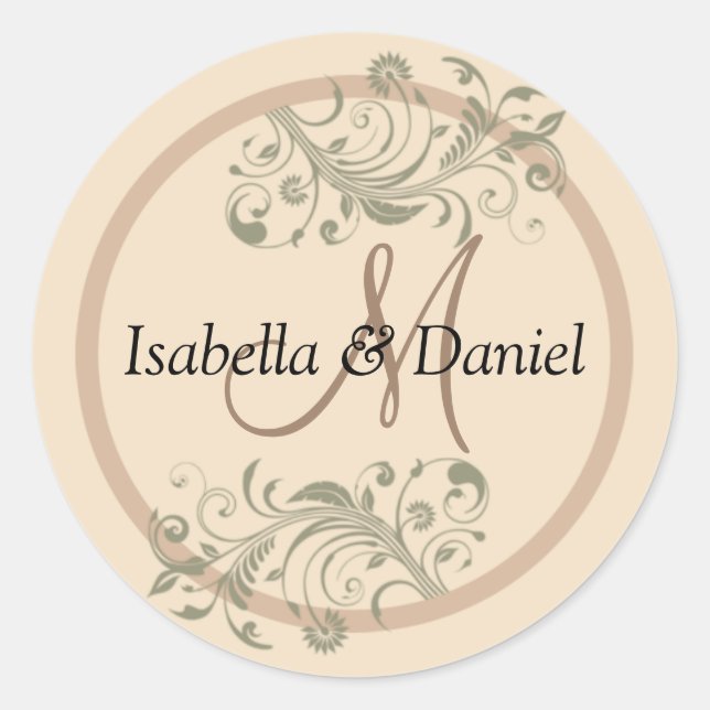Adesivo Redondo Nomes Monograma Node Casamento de Casamento de Noi (Frente)