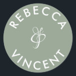 Adesivo Redondo Nomes Personalizados Casamento Verde Sage Minimali<br><div class="desc">Essas etiquetas personalizadas de agradecimento neutro para casamento são uma bela adição a qualquer celebração de casamento. Essas etiquetas personalizáveis são projetadas para adicionar um toque pessoal aos seus favores de casamento ou presentes de agradecimento. Elas vêm em várias formas e tamanhos. Essas etiquetas também podem ser usadas para etiquetar...</div>