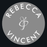 Adesivo Redondo Nomes personalizados de casamento de Cinzas minima<br><div class="desc">Esse obrigado neutro personalizado que você cola de casamento é uma bela adição a qualquer celebração de casamento. Estes adesivos personalizáveis foram projetados para adicionar um toque pessoal aos seus favores de casamento ou ao seu obrigado de presentes. Elas vêm em várias formas e tamanhos. Esses adesivos também podem ser...</div>