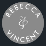 Adesivo Redondo Nomes personalizados de casamento de Cinzas minima<br><div class="desc">Esse obrigado neutro personalizado que você cola de casamento é uma bela adição a qualquer celebração de casamento. Estes adesivos personalizáveis foram projetados para adicionar um toque pessoal aos seus favores de casamento ou ao seu obrigado de presentes. Elas vêm em várias formas e tamanhos. Esses adesivos também podem ser...</div>