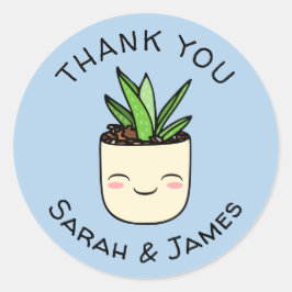 Adesivo Redondo Nomes Personalizados Kawaii - Azul Suculento - Obr