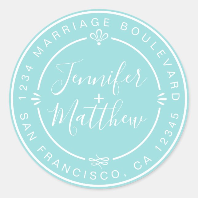 Adesivo Redondo Nomes Russos de Monograma Chic Endereço de Retorno (Frente)