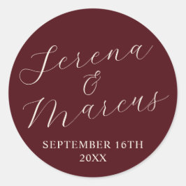 Adesivo Redondo Nomes Simples Envelope Favorito Data de Casamento