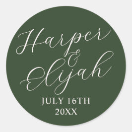 Adesivo Redondo Nomes Simples Envelope Favorito Data de Casamento