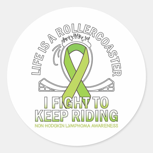 Adesivo Redondo Non hodgkin lymphoma cancer awareness lime ribbon (Frente)