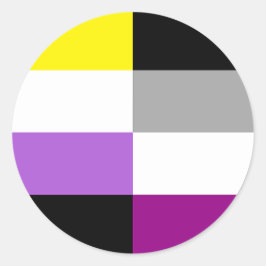 Adesivo Redondo Nonbinary Asexual Dual Pride Flag