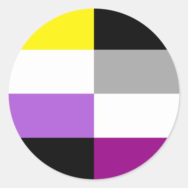 Adesivo Redondo Nonbinary Asexual Dual Pride Flag (Frente)