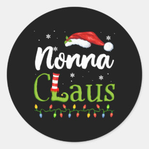 Adesivo Redondo Nonna Claus Papais noeis Avó Pajamas