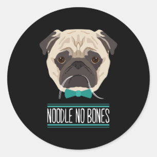Adesivo Redondo Noodle No Bones Day Sad Pug Gift Para Pinos