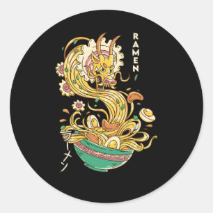 Adesivo Redondo Noodles Japoneses Ra Dragon Soup Otaku Foodie