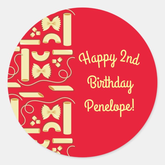 Adesivo Redondo Noodles Pasta Kid Party - primeiro aniversario Ita (Frente)