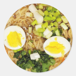 Adesivo Redondo Noodles, Ramen Engraçado Foto De Sopa