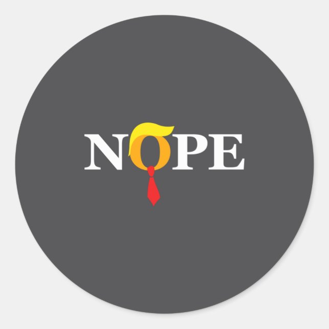 Adesivo Redondo Nope Red Tie Trump Wig Orange Face Funny Anti Tru  (Frente)