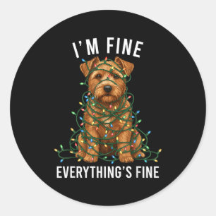 Adesivo Redondo Norfolk Terrier Natal Estou Bem Tudo Está Bem