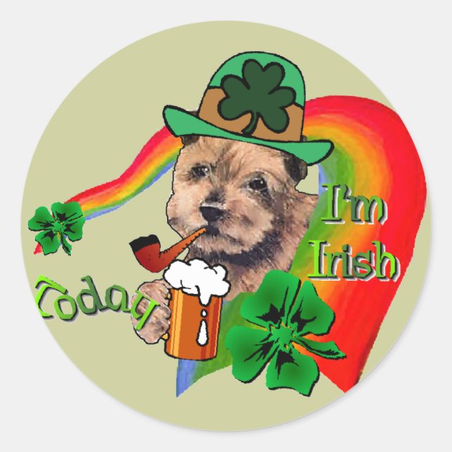 Adesivo Redondo Norfolk Terrier St Patricks (Frente)