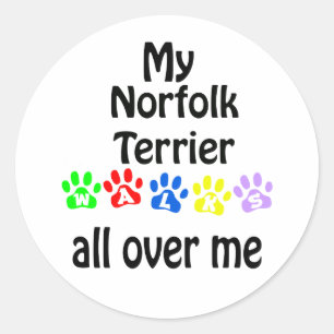 Adesivo Redondo Norfolk Terrier Walks Design