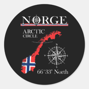 Adesivo Redondo Norge Círculo Polar Ártico - Norte Polar Noruega N