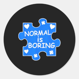 Adesivo Redondo Normal é chato Autismo Blue Quebra-cabeça Piece Aw