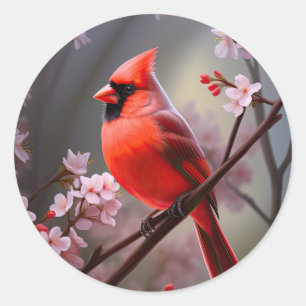 Adesivo Redondo Norte Cardinal Ohio Red Bird Stickers