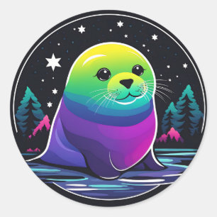 Adesivo Redondo Norte de focas árctico