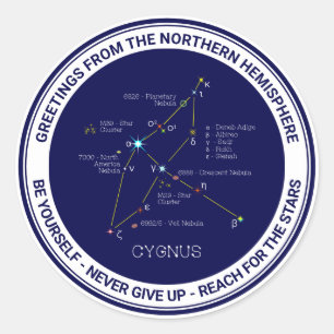 Adesivo Redondo Norte Hemisfério Constelação de Cygnus