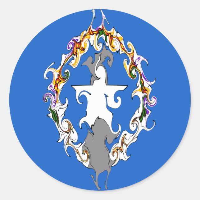 Adesivo Redondo Norte Marianas Gnarly Flag (Frente)