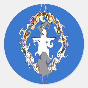 Adesivo Redondo Norte Marianas Gnarly Flag