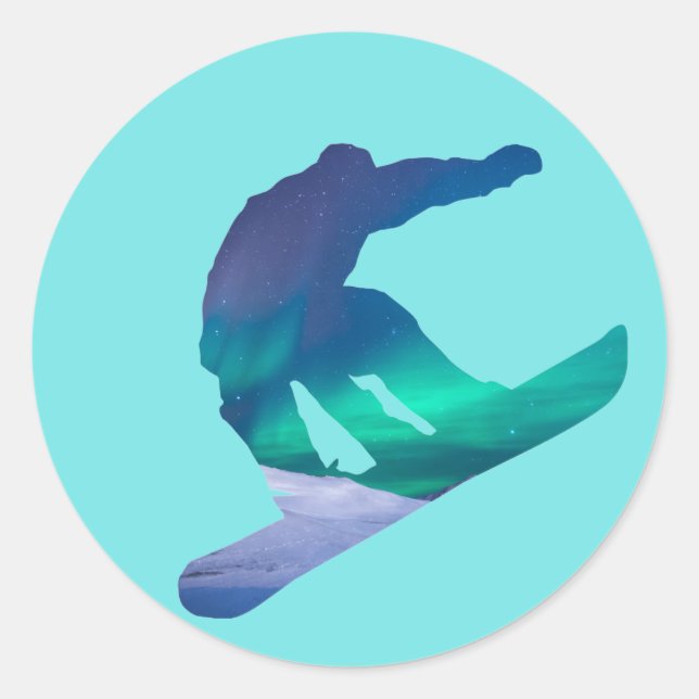 Adesivo Redondo Norte Snowboarder Luzes Palas Palhetas (Frente)
