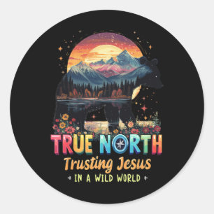 Adesivo Redondo Norte Verdadeiro Confiar em Jesus Em Um Mundo Selv