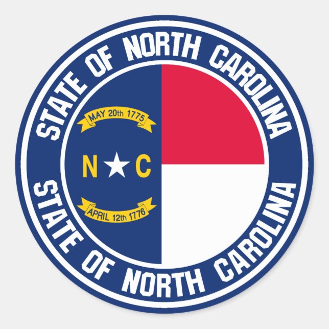 Adesivo Redondo North Carolina Round Emblem (Frente)
