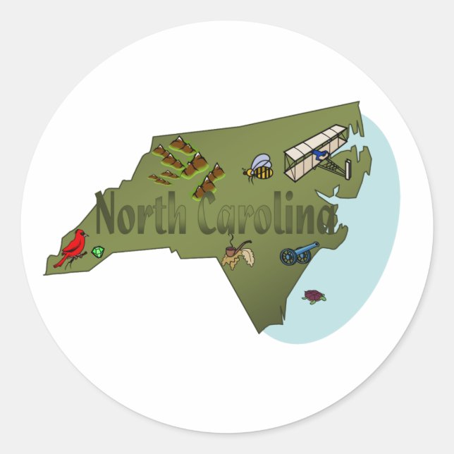 Adesivo Redondo North Carolina Sticker (Frente)