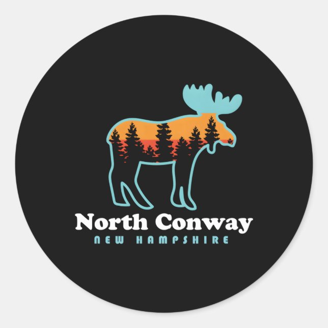 Adesivo Redondo North Conway New Hampshire Moose Mounlands (Frente)