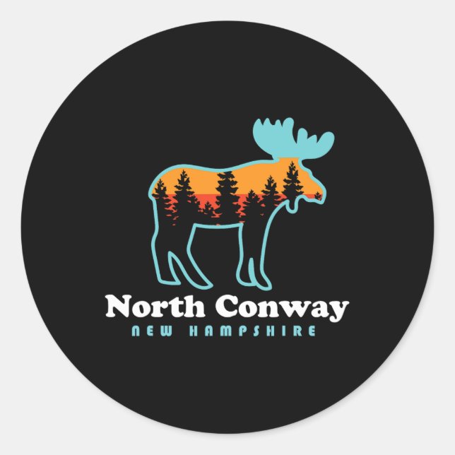 Adesivo Redondo North Conway New Hampshire Moose Mountains  (Frente)