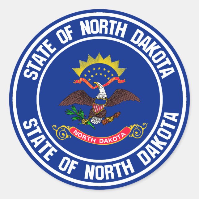 Adesivo Redondo North Dakota Round Emblem (Frente)