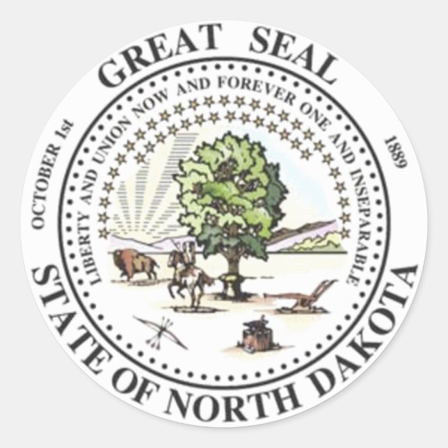 Adesivo Redondo North Dakota State Seal (Frente)